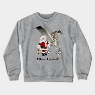 Cute Santa Claus with funny  pegasus Crewneck Sweatshirt